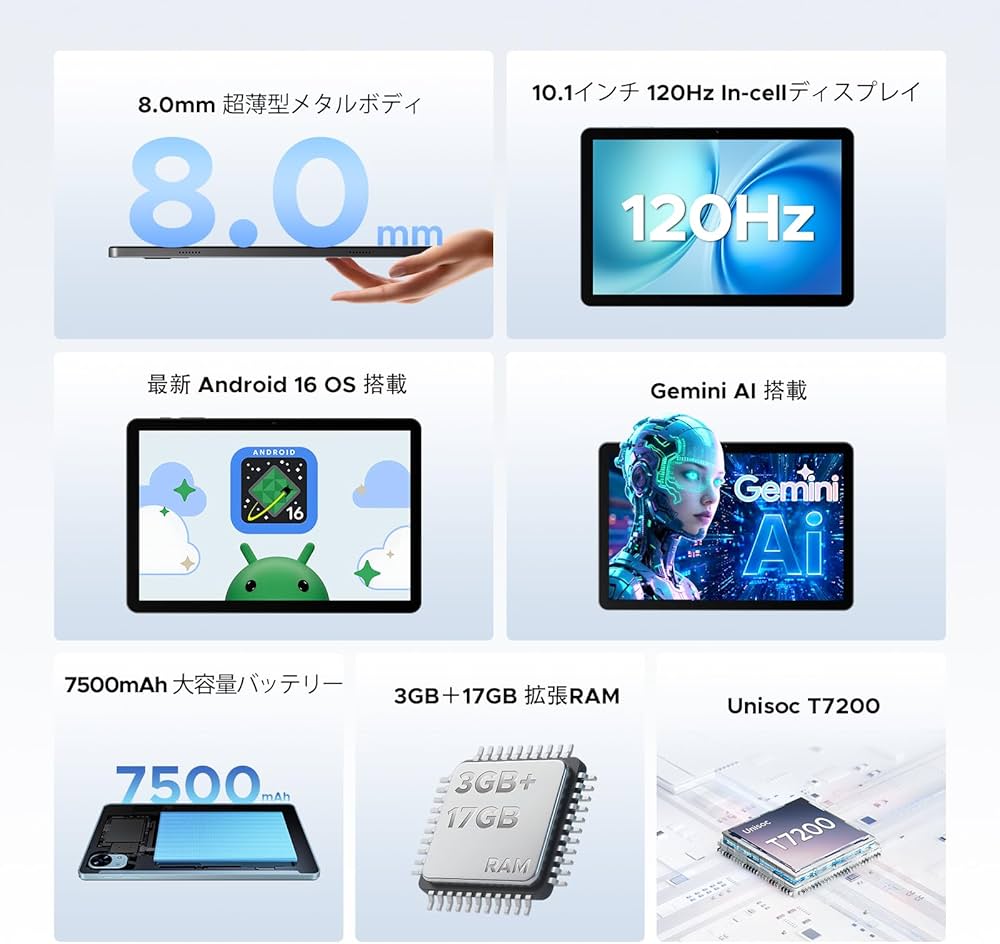 Amazon.co.jp: DOOGEE Tab G5 Android 16 タブレット SIMフリー 10