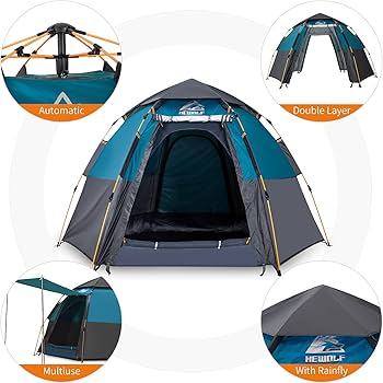 Amazon.com : Hewolf 2/3/4 Person Camping Tent - Instant Pop Up