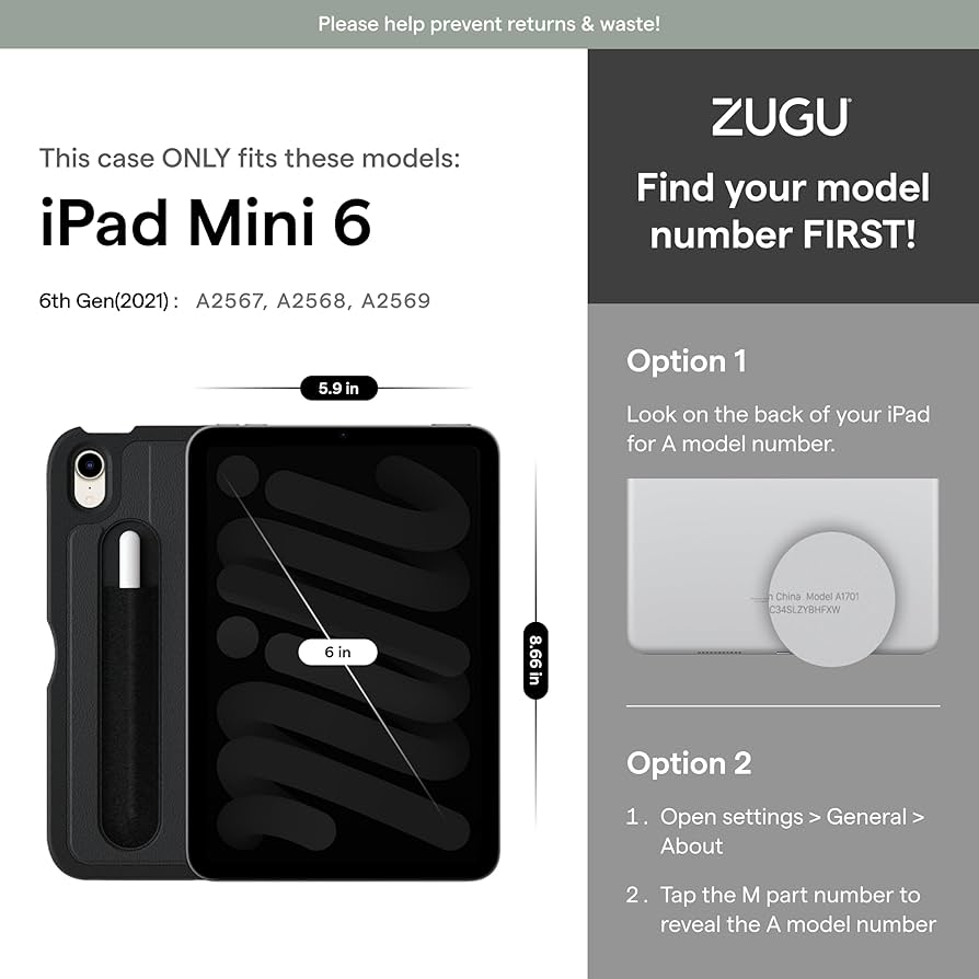 Amazon.com: ZUGU Case for 2024 iPad mini 7 & 2021 iPad mini 6