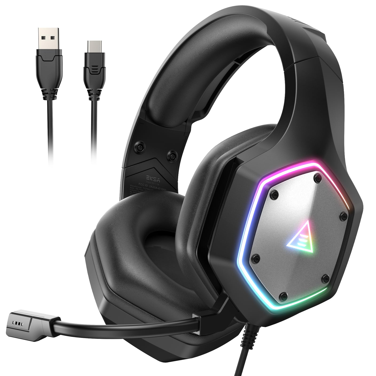 Amazon.co.jp: EKSA E1000V2 ヘッドセット ゲーミング 有線 回転式