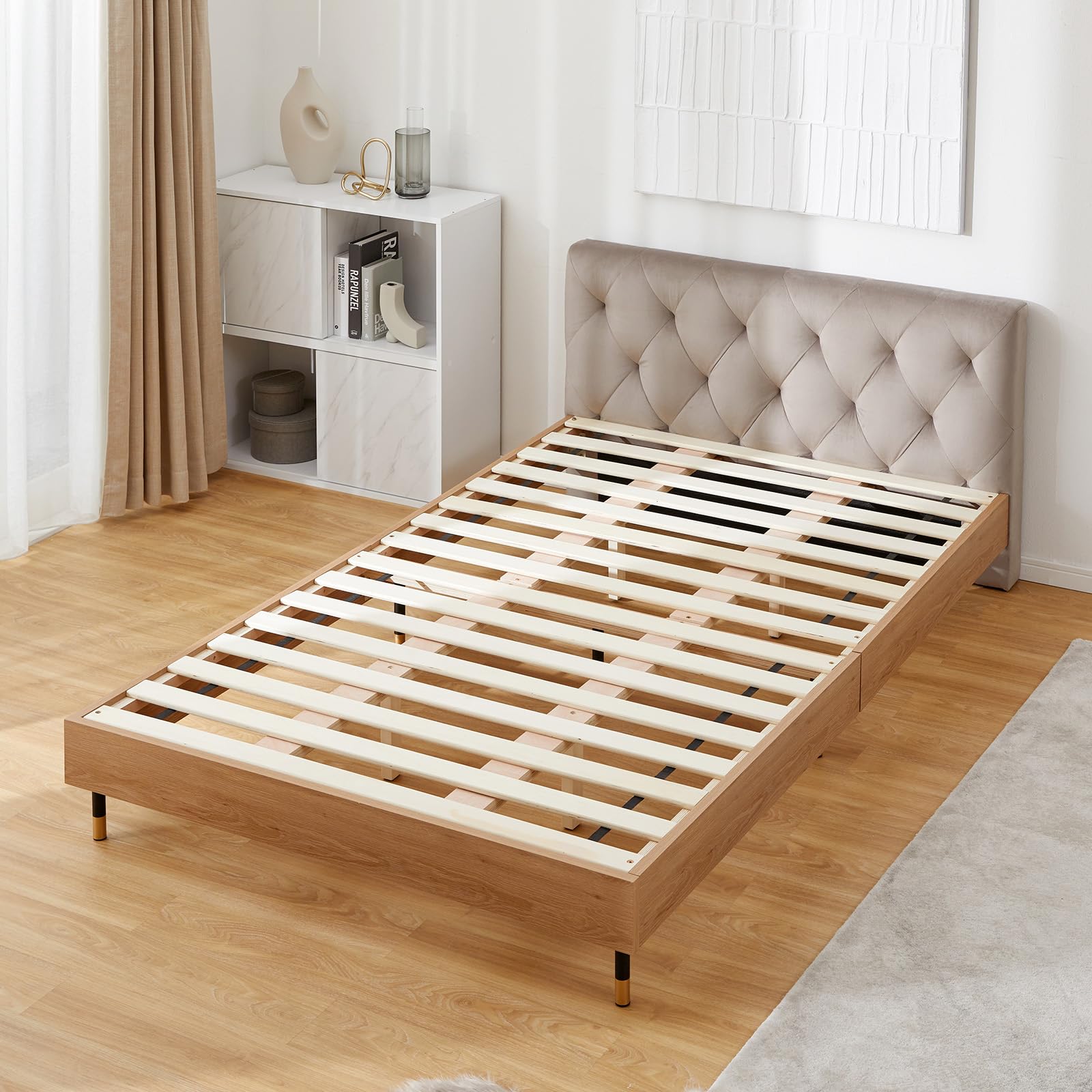 Amazon｜LOWYA ロウヤ ベッドフレーム すのこ ヘッドボード 脚付き