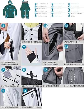 Amazon.co.jp: [アッシュグリーム] スノーボードウェア 上下セット 耐