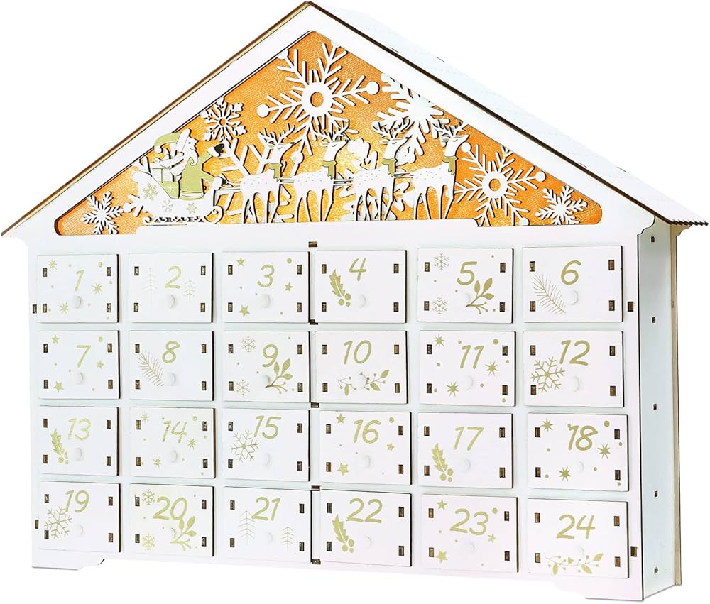 Amazon.co.jp: LEMESO アドベントカレンダー 木製 2024 ライト付き