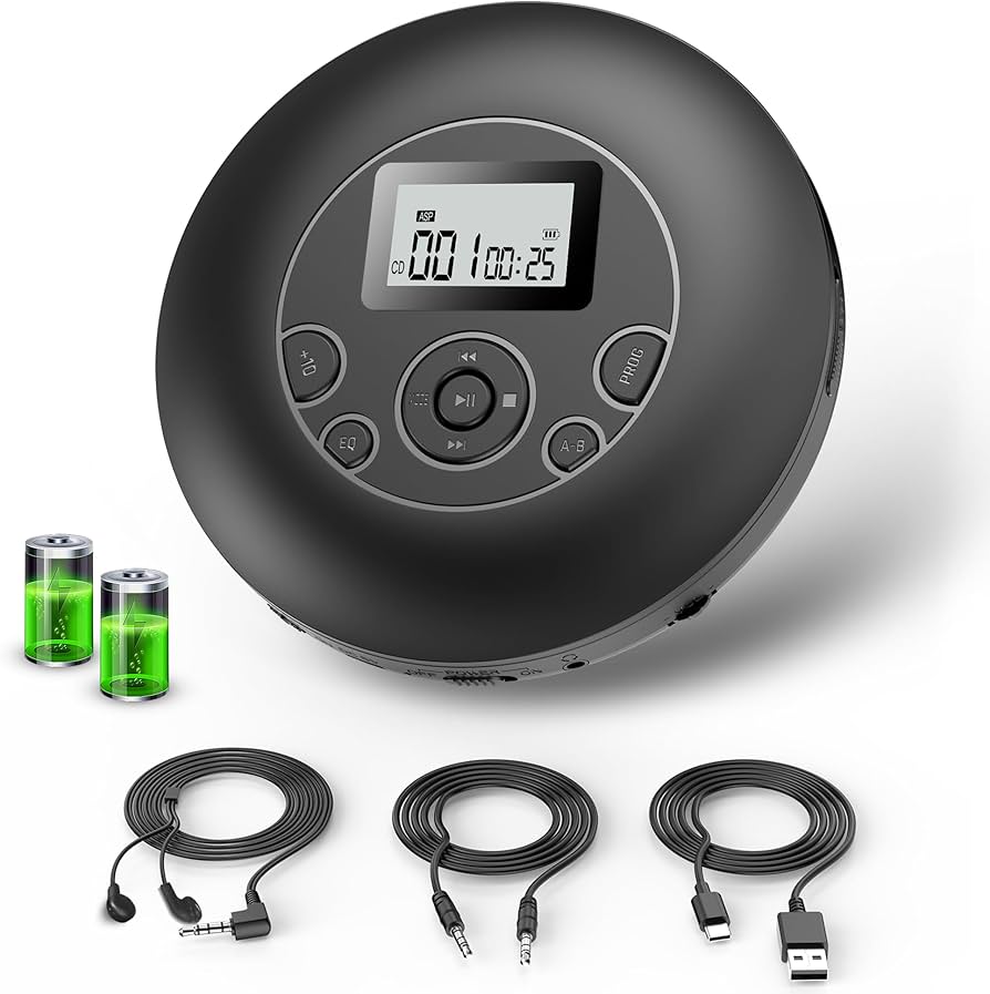 Amazon.co.jp: ポータブルCDプレーヤー1000mAhバッテリー内蔵充電式 +