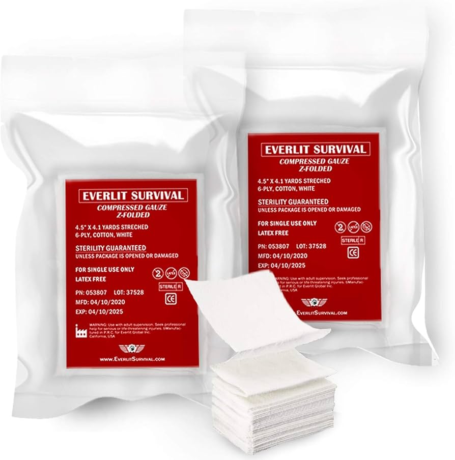 Amazon.com: Everlit [2 Pack] Z-Folded Compressed Sterile Gauze 4.5