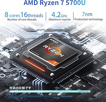 Amazon.co.jp: ミニPC AMD Ryzen 7 5700U (8コア16スレッド 4.3 GHz