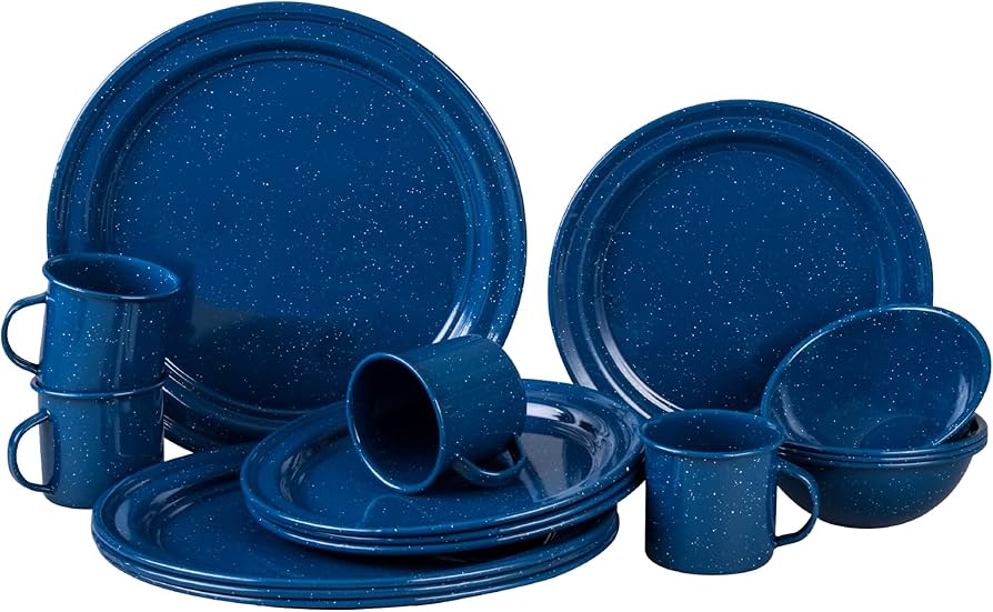 Amazon.co.jp: Cinsa 16ピース エナメルウェア食器セット 4人用 (斑点