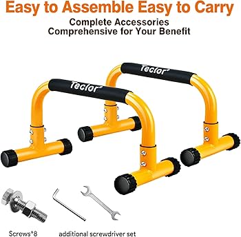 Amazon | Teclorスチールプッシュアップバー、高さ9.5インチのパラ