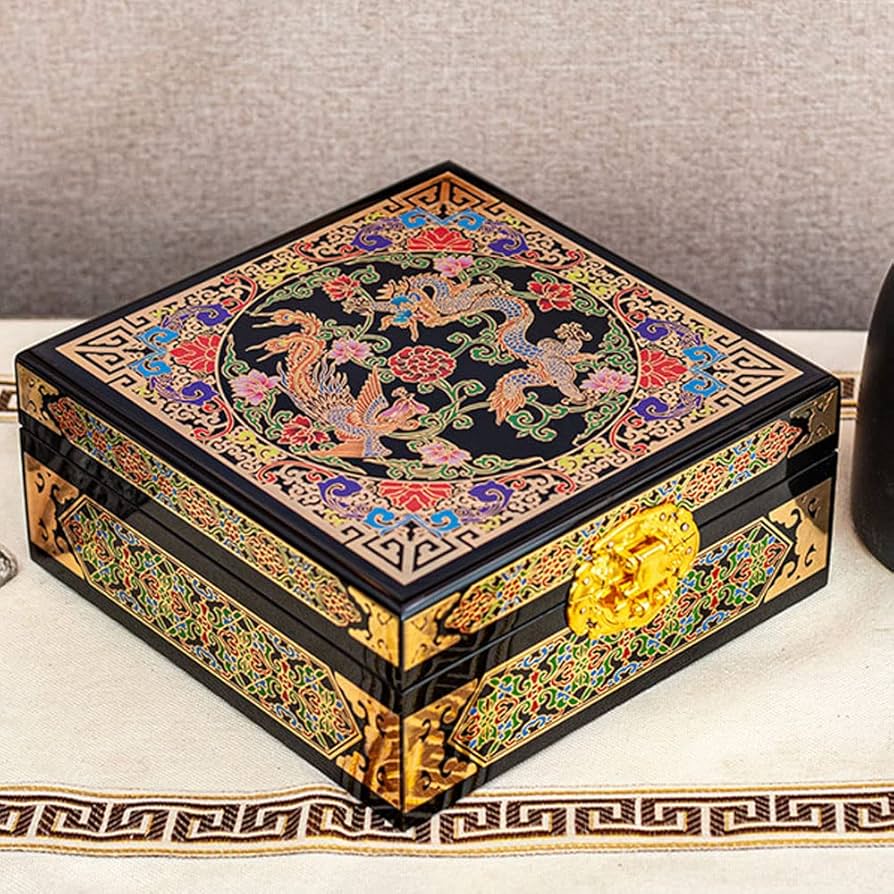Amazon｜中国風の漆の宝石箱、絶妙な木製の収納箱、縁起の良い美しいを