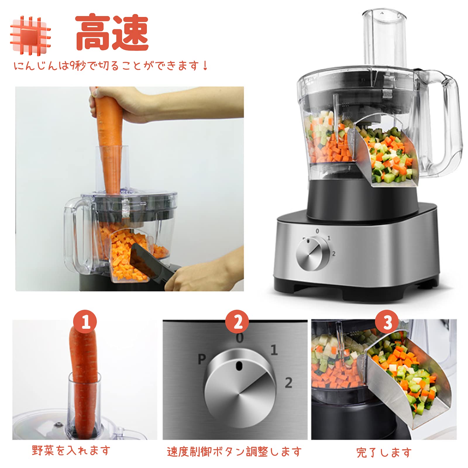 Amazon | 電動野菜カッター 電気野菜チョッパー ダイスカッター 果物
