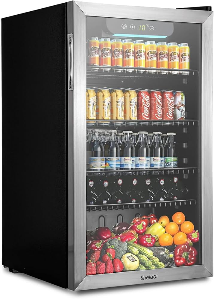 Amazon | Shelddi 冷蔵庫 93L コンプレッサー式 透明ガラスドア