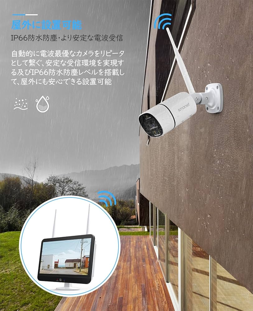 Amazon.co.jp: SMONET 監視カメラ、ワイヤレスセキュリティカメラ