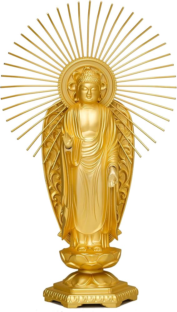 Amazon｜仏像 阿弥陀如来 御西用15.7cm(金メッキ/24金) 仏師：牧田秀雲