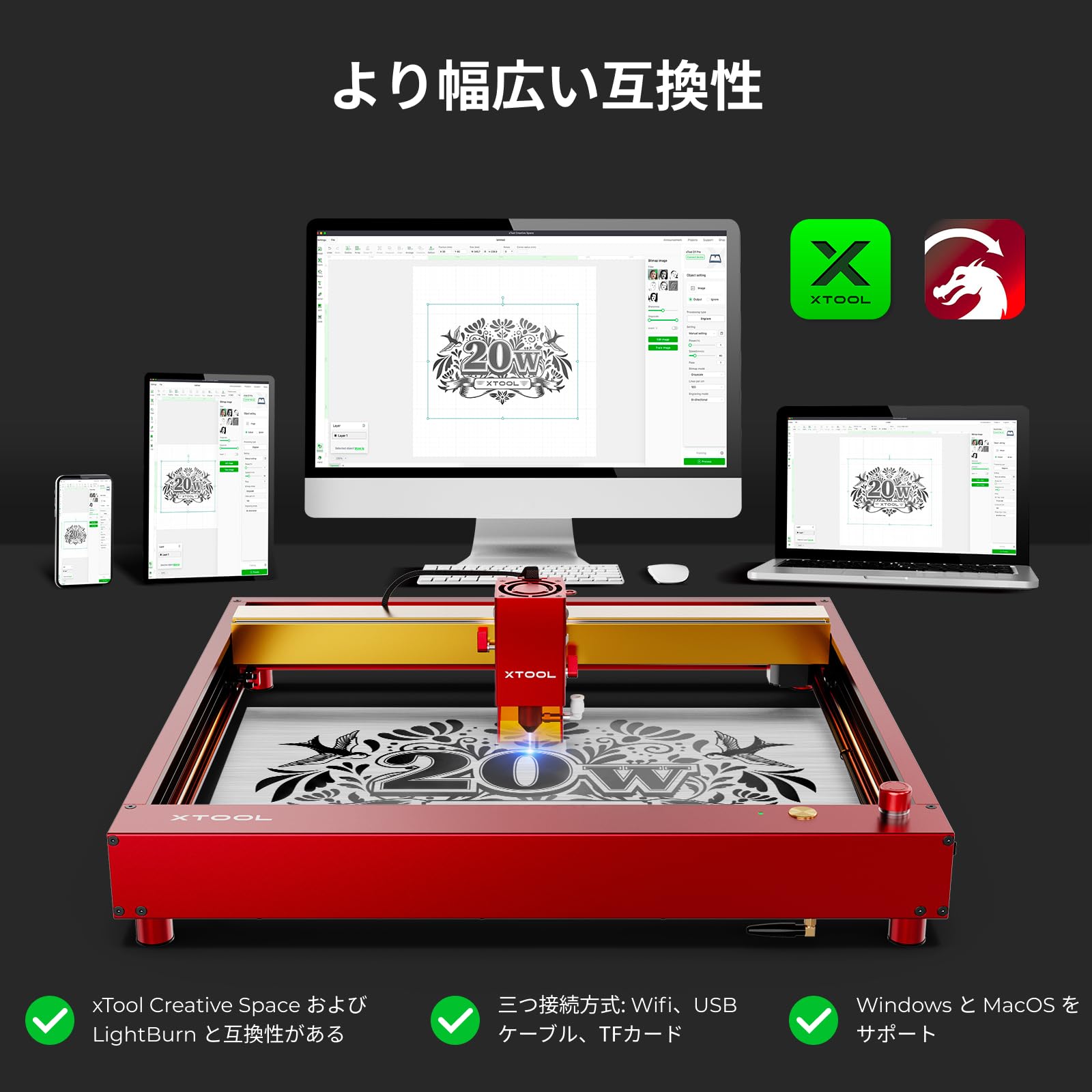 Amazon | xTool D1 Pro レーザー彫刻機 20Wレーザー高出力 家庭用 赤色
