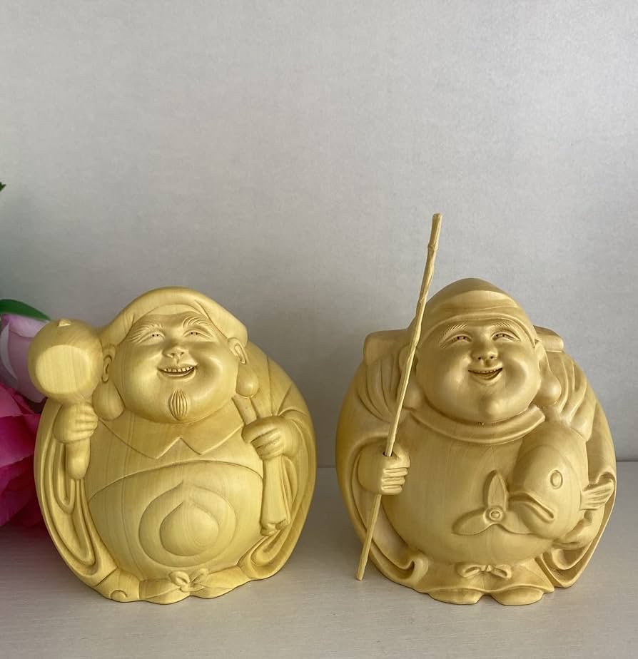 Amazon｜仏像 恵比寿大黒 二福神 恵比寿様 大黒様 木彫り 福の神