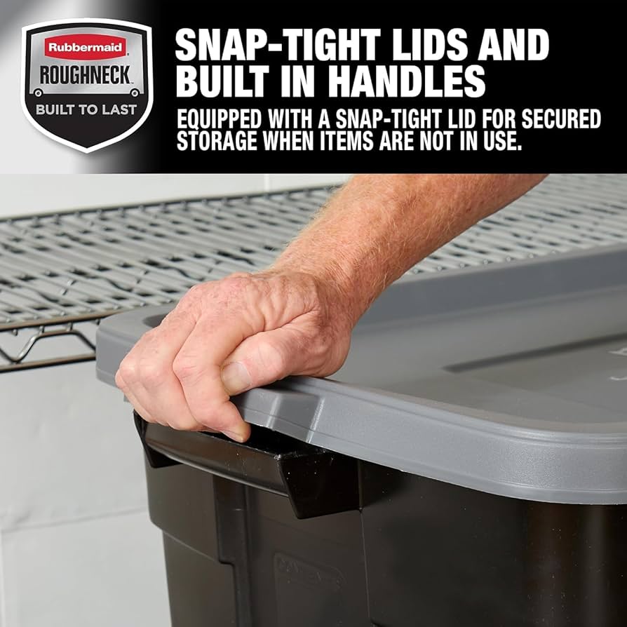 Amazon.com: Rubbermaid Garage Storage Bins Black Plastic Stackable