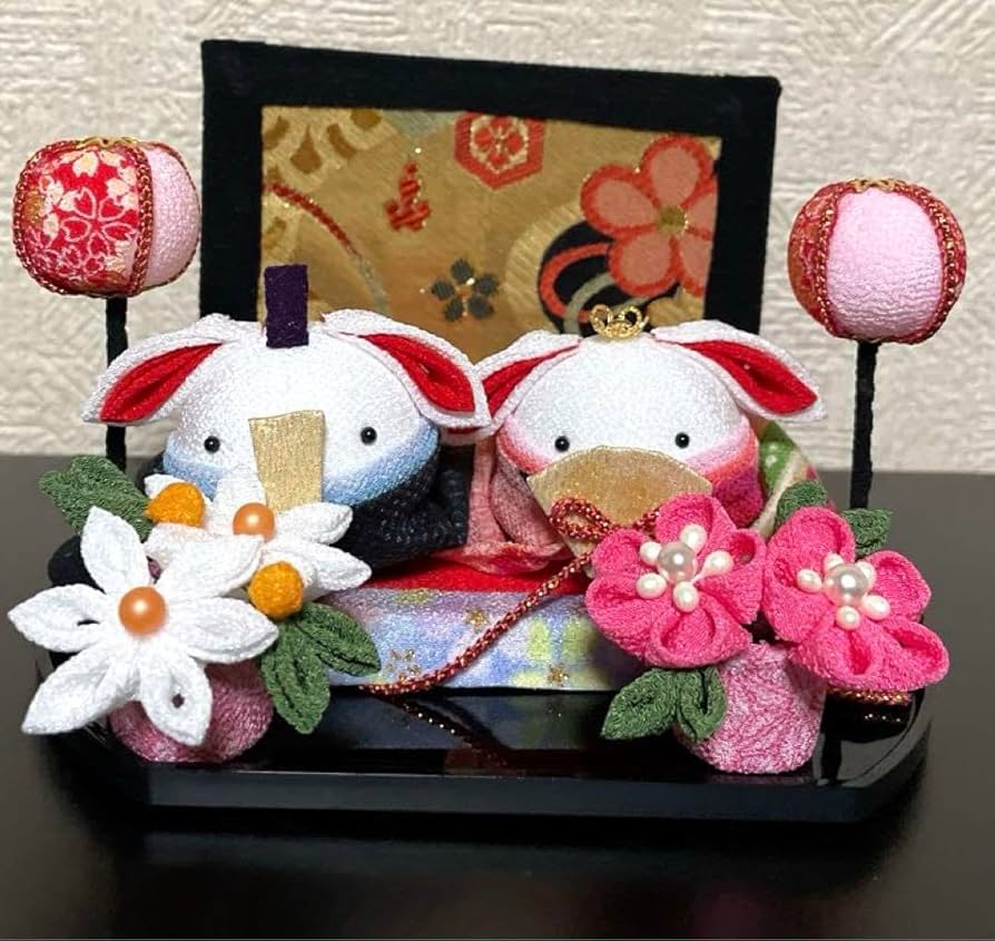 Amazon.co.jp: つまみ細工 ひな祭り 〝たれみみウサちゃん〟雛人形 雛