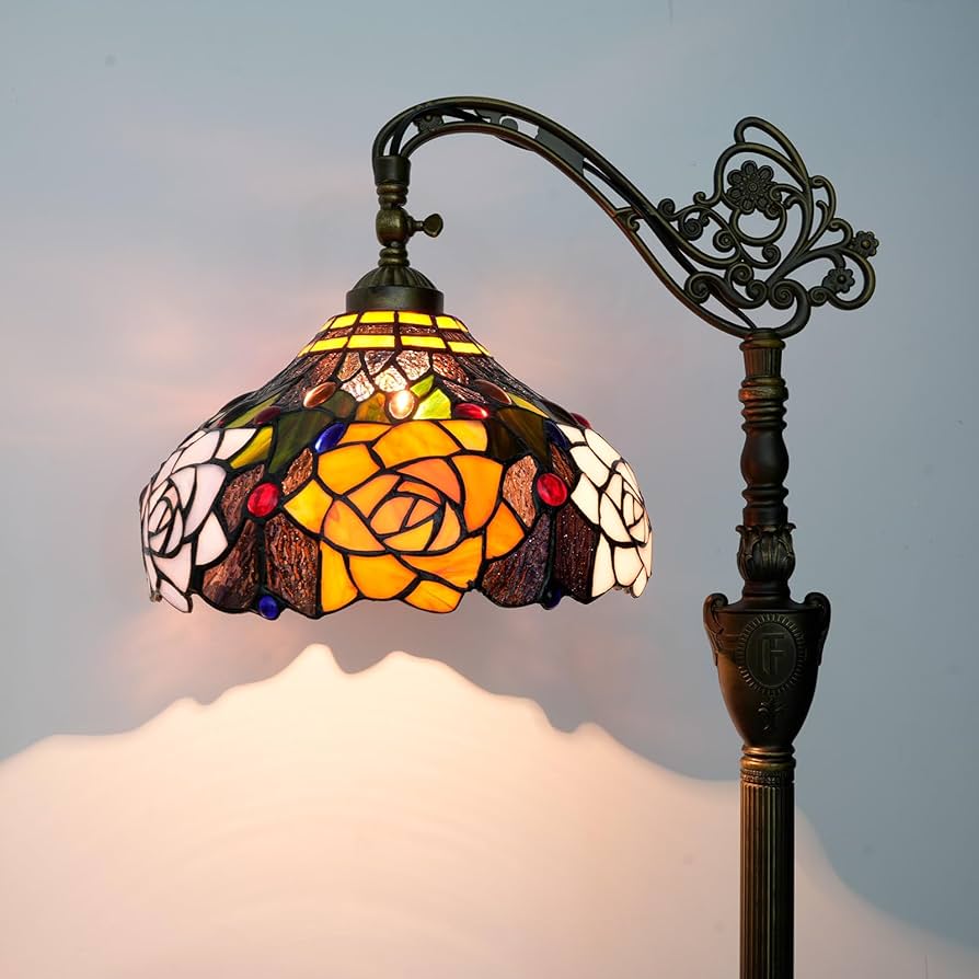 Tiffany Floor Lamp Vintage Standing Lamp Rose flowers Style
