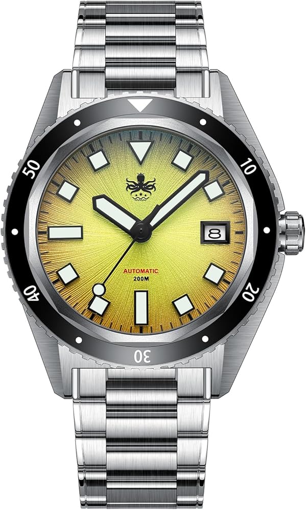 Amazon.com: PHOIBOS Argo 200M Automatic Diver Watch Spiral Sunray
