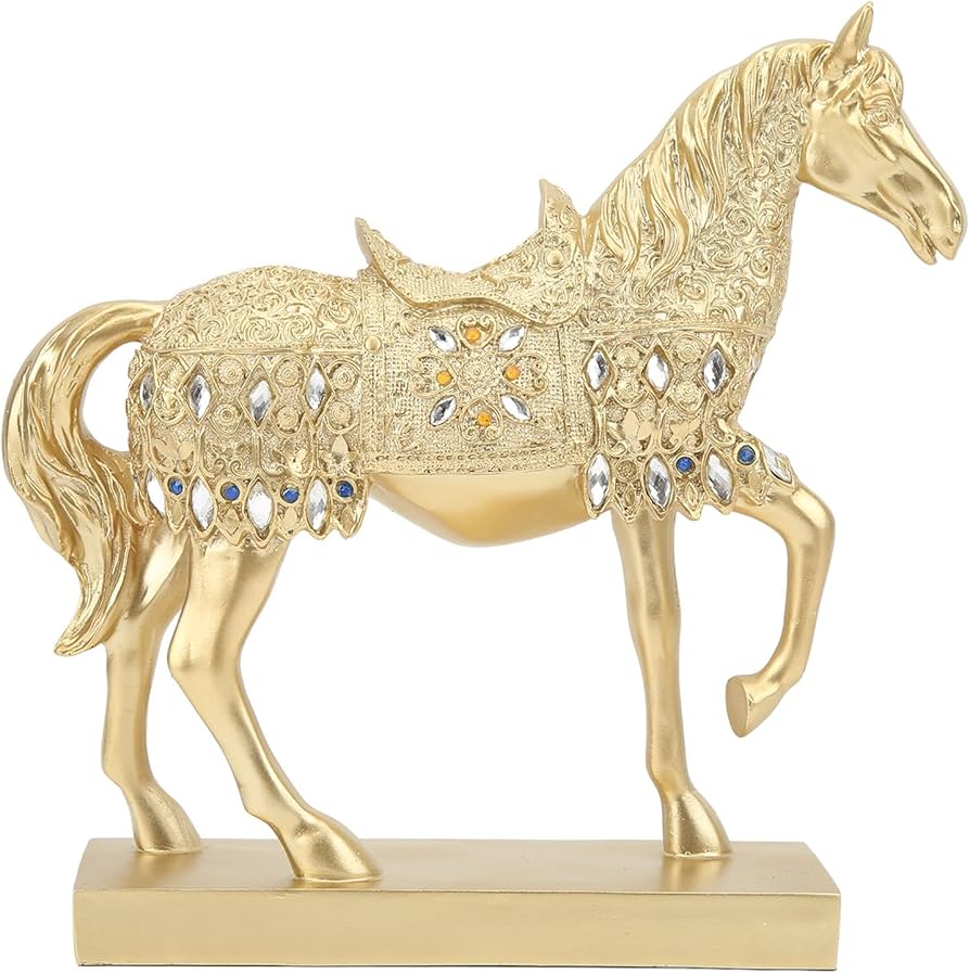 Amazon.co.jp: 黄金の馬の装飾、素材の馬の置物と像の装飾、ユニークな