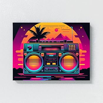 Amazon.com: Sense Canvas Synthwave Retro Boombox 53 Canvas Art