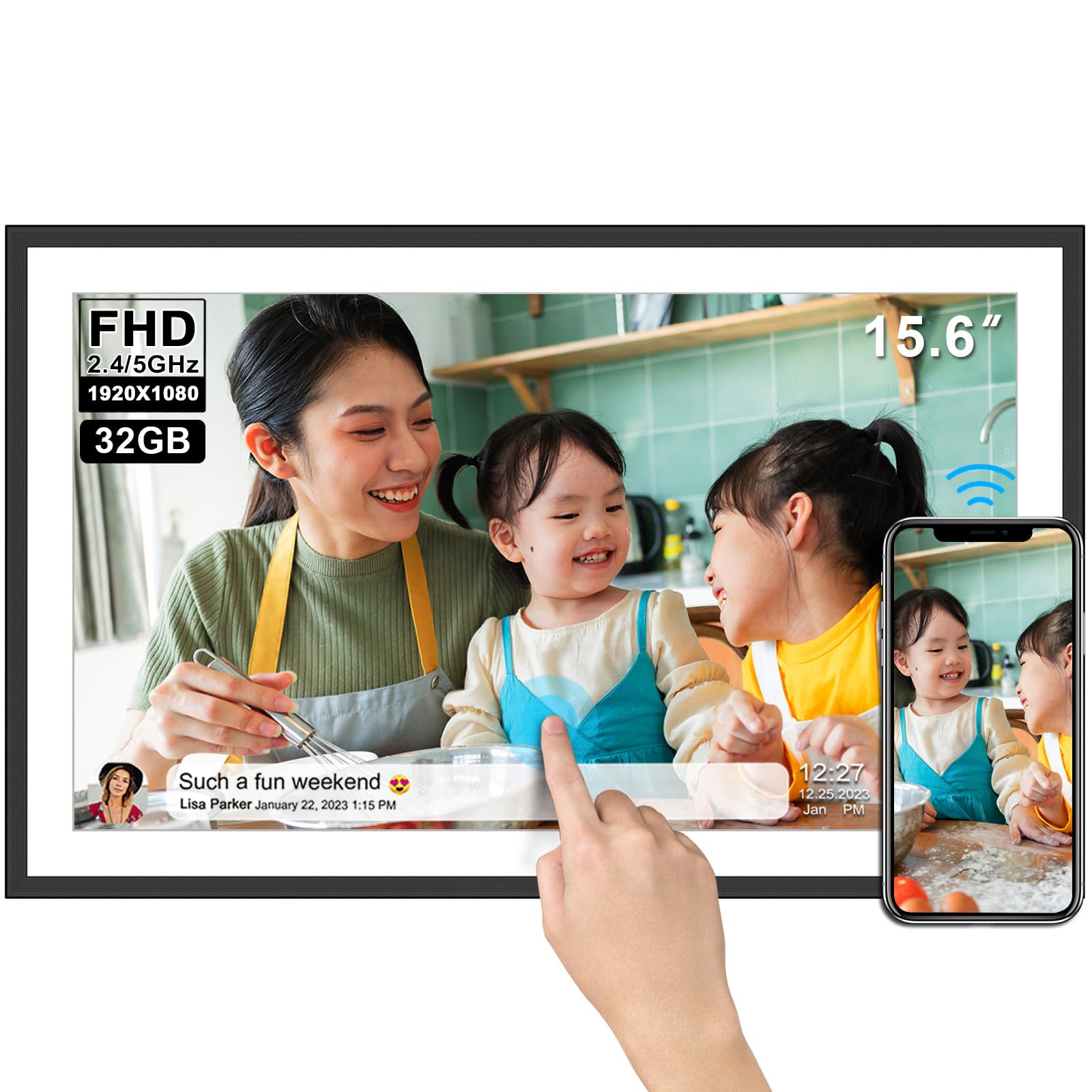 Amazon | 32GBデジタルフォトフレーム 15.6インチ WiFiデジタルフォト