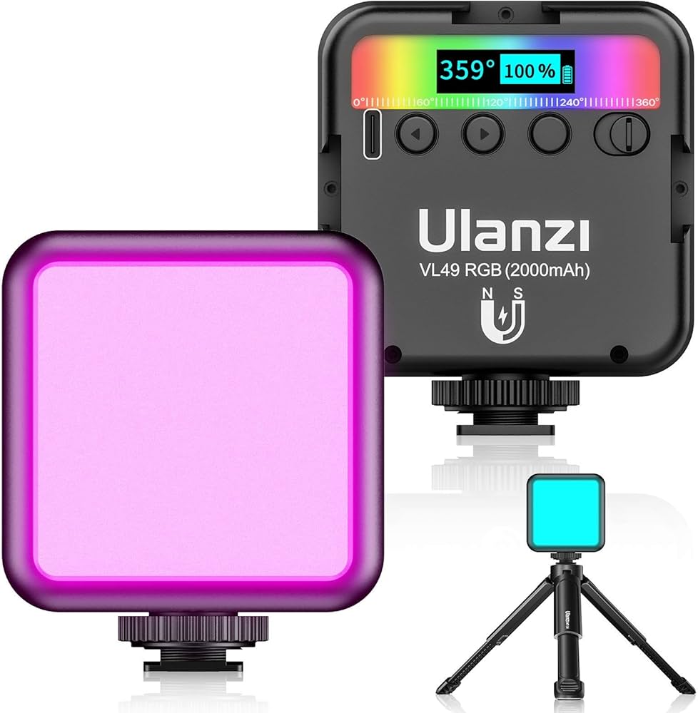Amazon | 最新 Ulanzi VL49 RGB撮影ライト+三脚付き LEDビデオライト