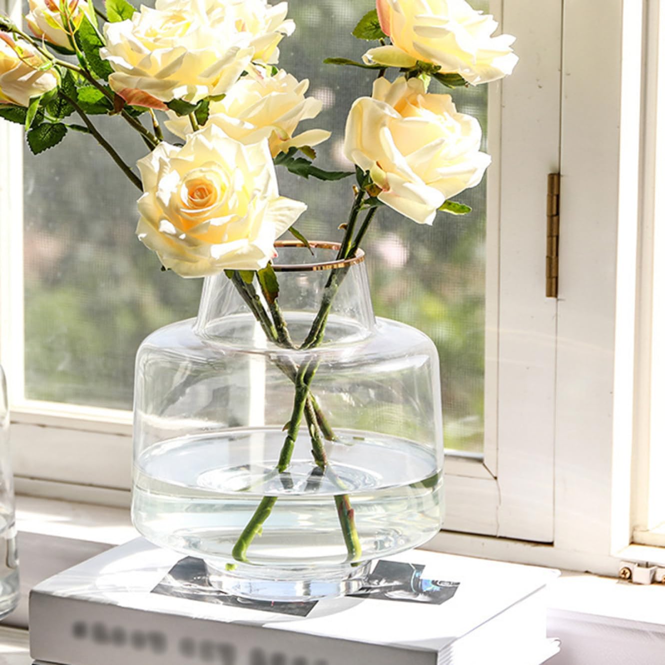 Amazon.co.jp: YJFFQ 花瓶 ビッグガラスベース グレー 花びん 大きめ