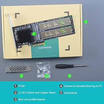 Amazon.com: GLOTRENDS PA20 Dual M.2 NVMe to PCIe 3.0 X4 Adapter