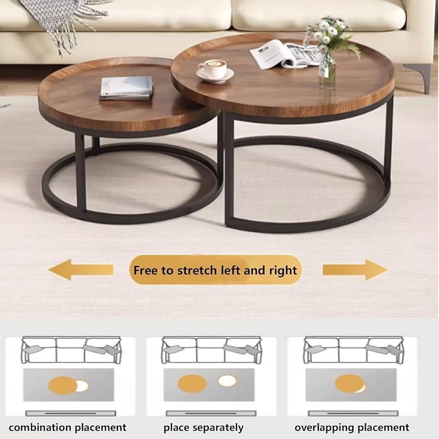 Amazon｜ラウンドネスティングコーヒーテーブルセンターテーブル