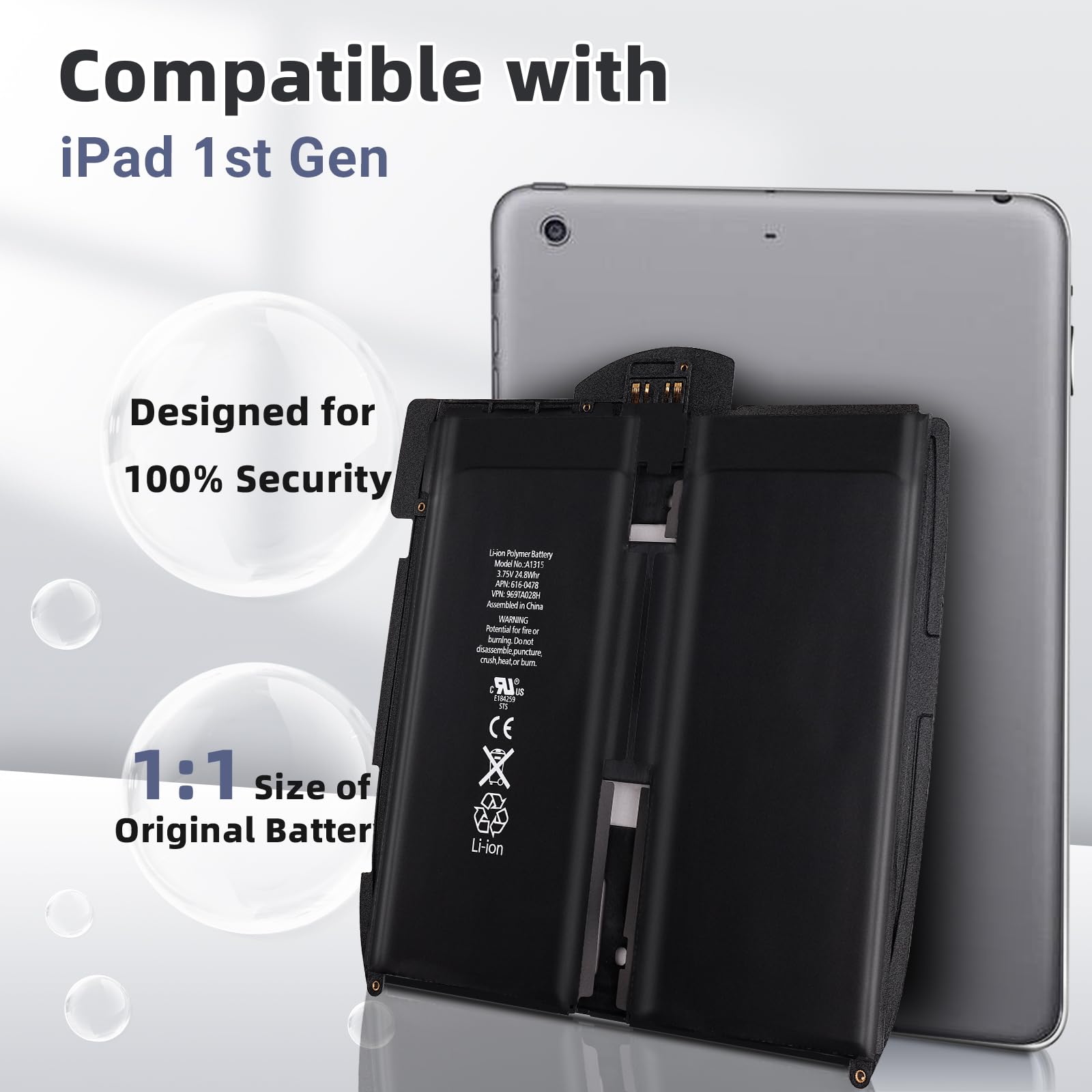 Amazon.com: Vvsialeek A1315 Replacement Battery Compatible for