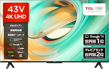 Amazon | TCL テレビ 43V型 4K Google TV 液晶 43V6B Wチューナー内蔵