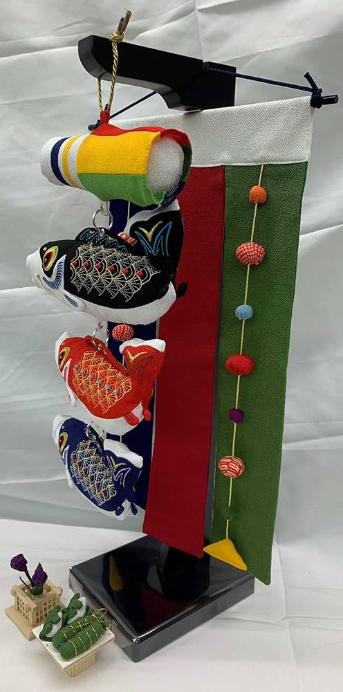 Amazon | ちりめん鯉のぼり 三色特小(c) ちまき・あやめ付き