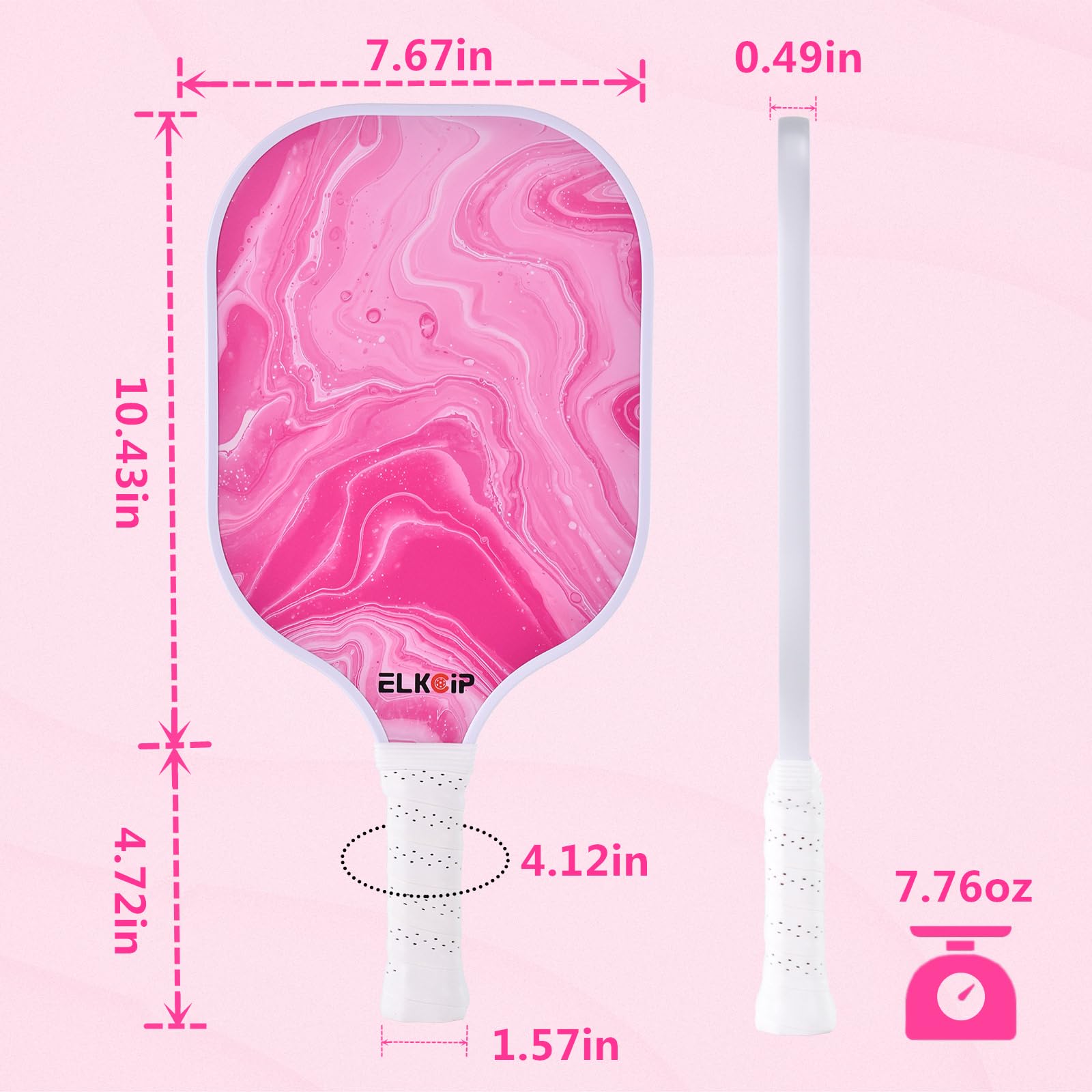 Amazon | コンポジットピンク ピックルボールパドル カバー付き