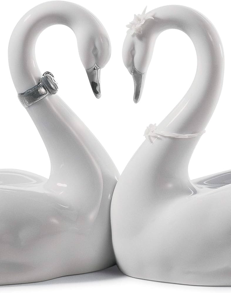 Amazon.co.jp: LLADRÓ Endless Love 白鳥 フィギュア シルバー 光沢