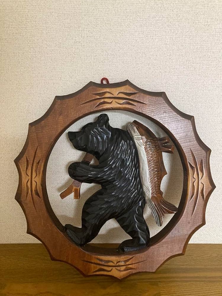 Amazon.co.jp: レトロ 木彫り 熊 壁掛け 北海道 : ホーム＆キッチン