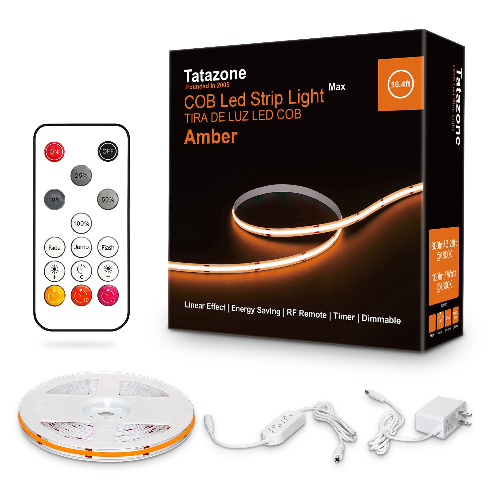 Amazon.com: Tatazone 16.4ft 1800K COB Led Strip Lights with RF