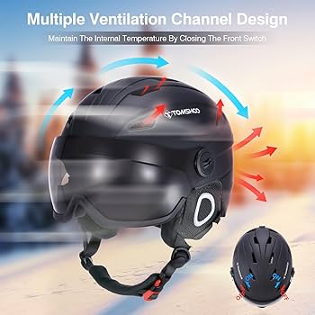 Amazon | TOMSHOO スキーヘルメット スキーゴーグル付き 軽量