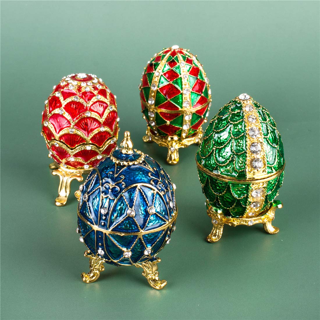 Amazon｜青い卵形ジュエリーボックス、インテリア ファベルジェの卵