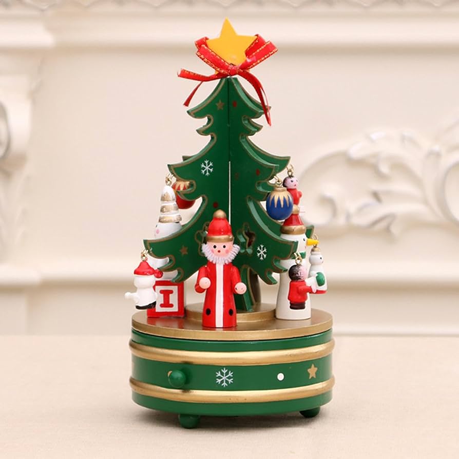 Amazon.co.jp: クリスマスオルゴール,木製クリスマスツリー回転