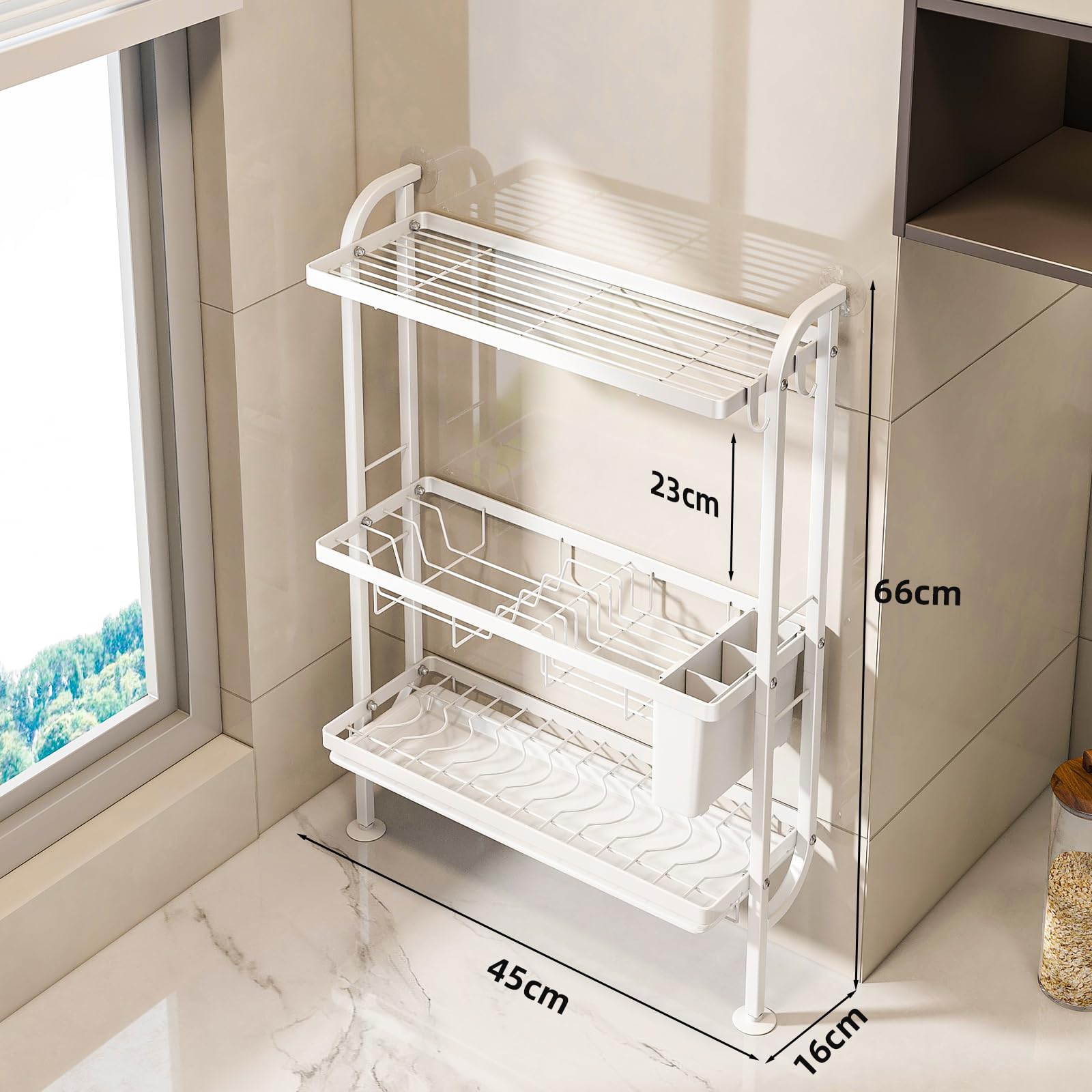 Amazon｜水切りラック スリム ステンレス 食器 水切り 3段 洗い物