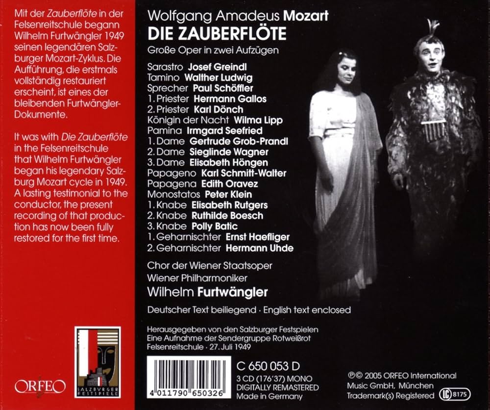 仏協会3CD】モーツァルト：歌劇「魔笛」 フルトヴェングラー1951ライヴ
