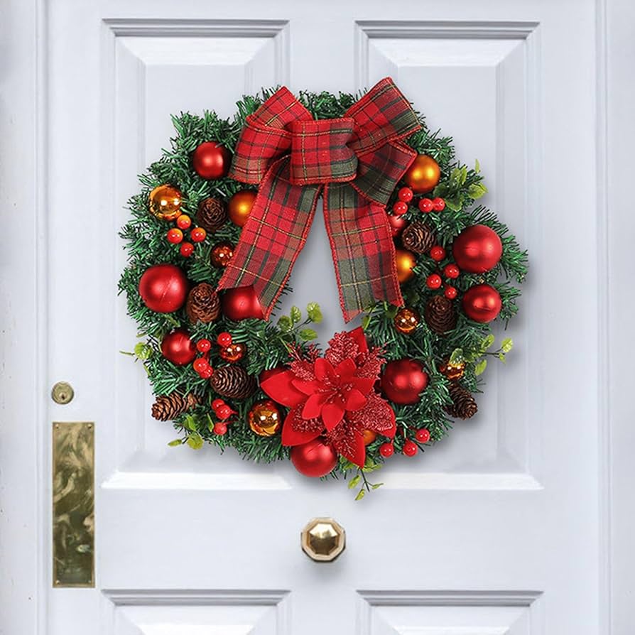 Amazon.co.jp: 【2023新版】クリスマスリース 花輪 40cm フラワー