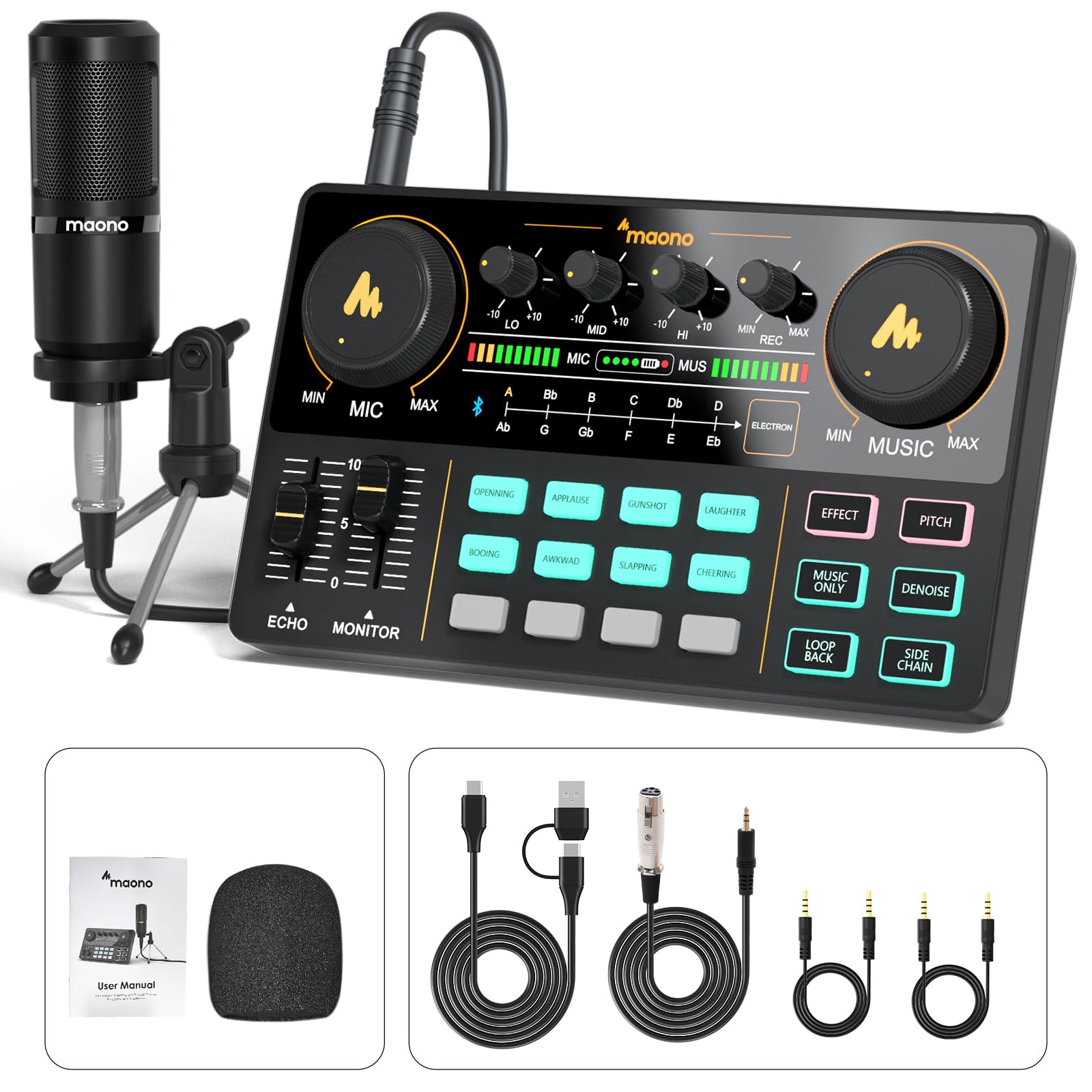 Amazon.com: MAONO Podcast Equipment Bundle Audio mixer All-in-One