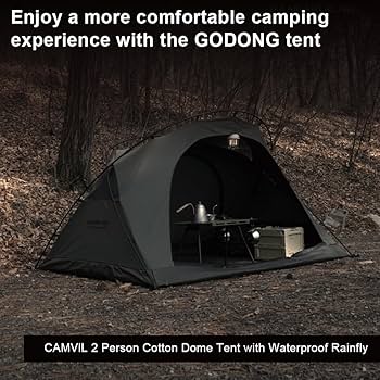Amazon.co.jp: CAMVIL GODONG 2人用 キャンバス キャンプテント フル