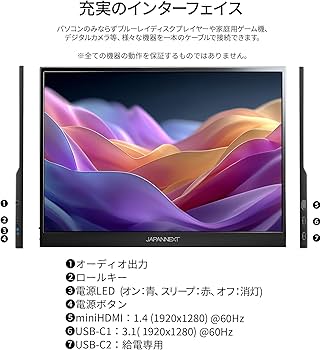 Amazon.co.jp: JAPANNEXT 13.5インチ IPSパネル搭載 フルHD+(1920x1280