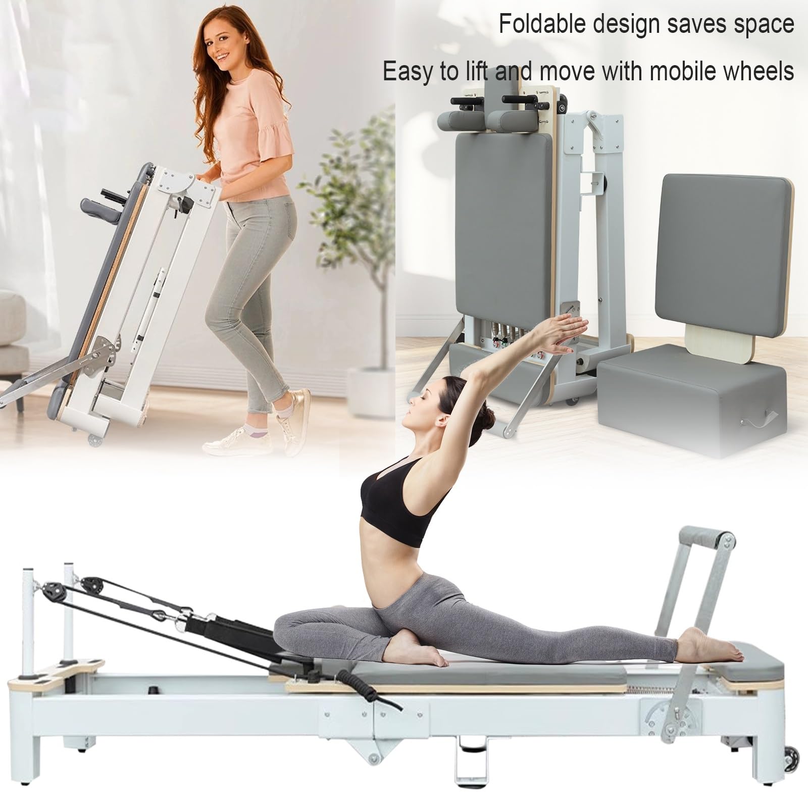 Amazon.co.jp: ピラティス リフォーマー マシン、折りたたみ式