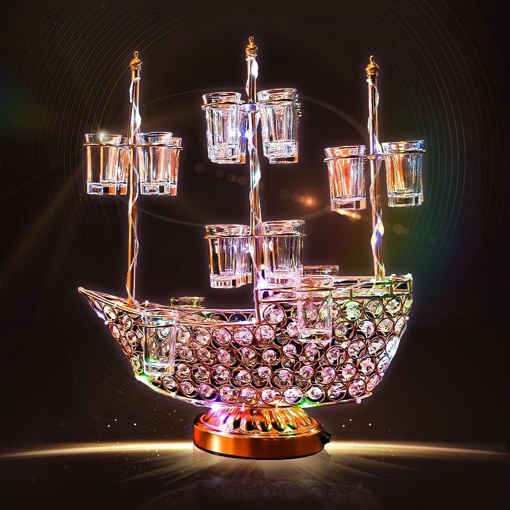 Amazon | テキーラ 船 25MLのワイングラス24個付き テキーラ観覧車 LED