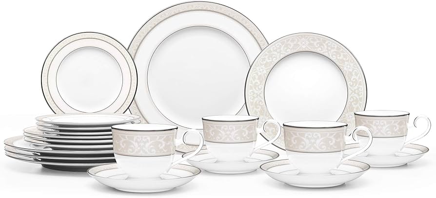 Amazon.com | Noritake Montvale Platinum 20-Piece Dinnerware Set