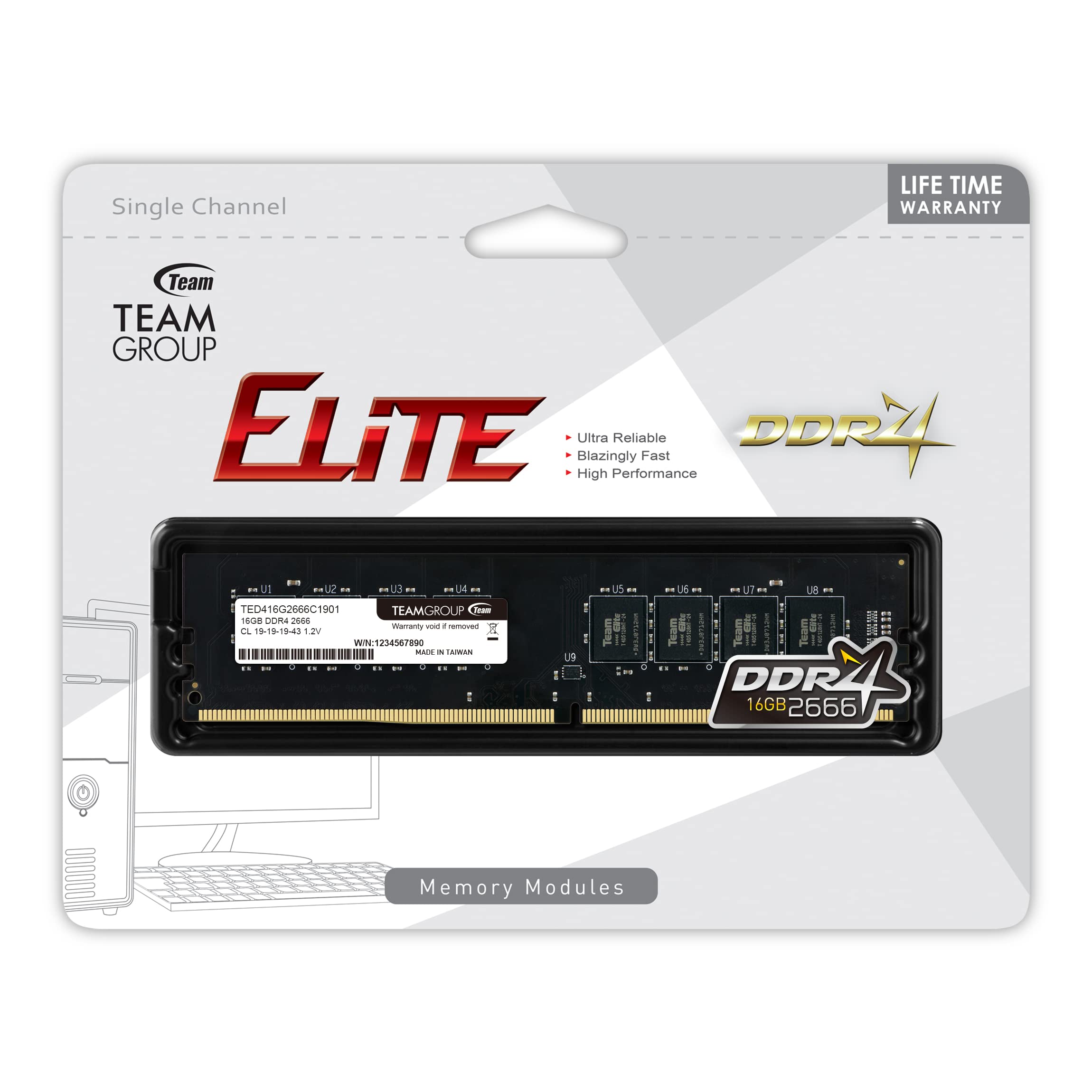 TEAMGROUP Elite DDR4 16GB Single 2666MHz (PC4-21300) CL19
